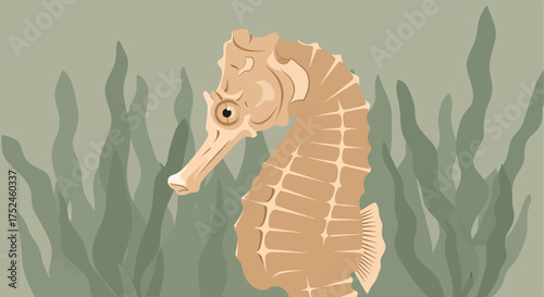 Illustration of a Seahorse in its Natural Habitat.