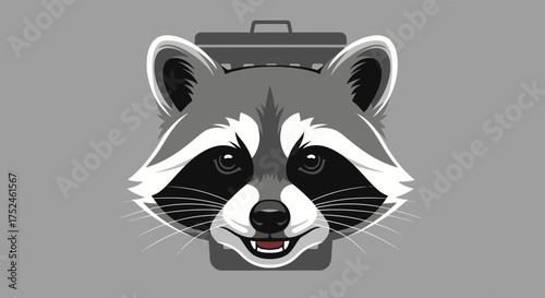 Raccoon Face Trash Can Graphic.