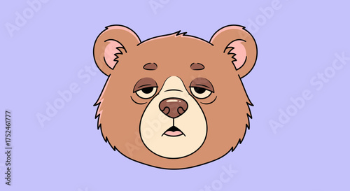 Tired Bear Face Illustration.
