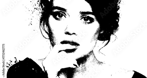 Expressive female portrait silhouette for art and design