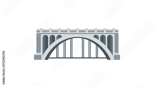 Classic Concrete Arch Bridge Structure Engineering Architecture Minimalist Vector