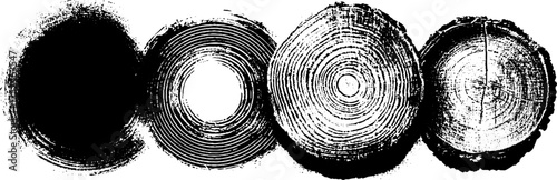 Black and white grunge linocut brushstroke set for artistic design and backgrounds