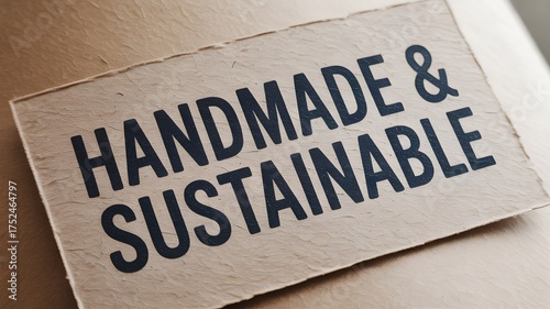 Handmade and sustainable message on textured cardboard surface
