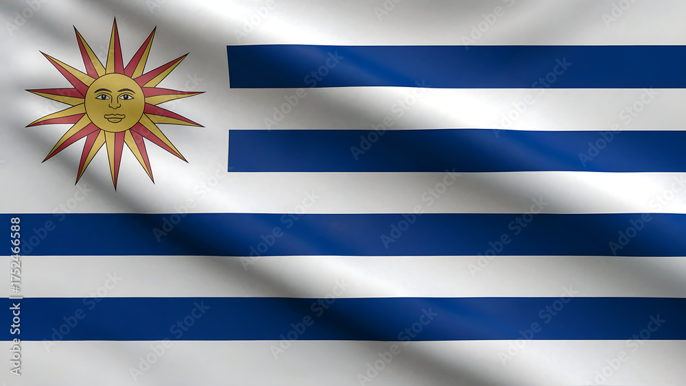 Obraz premium Uruguayan flag 3D background