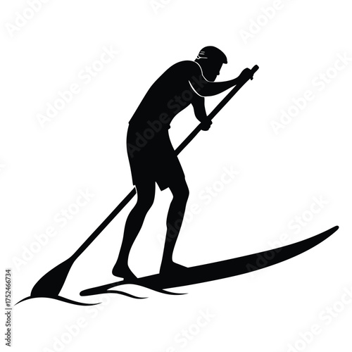 Surfer paddling silhouette