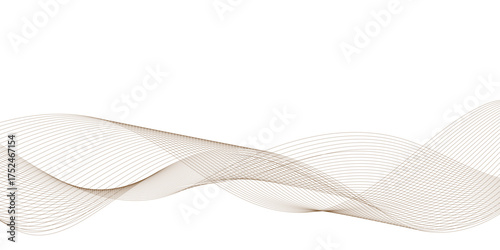 Luxury golden flowing wave curved lines, frequency wavy sound, technology curve line background. Design used for technology, science, banner, template, wallpaper, business and many more.	