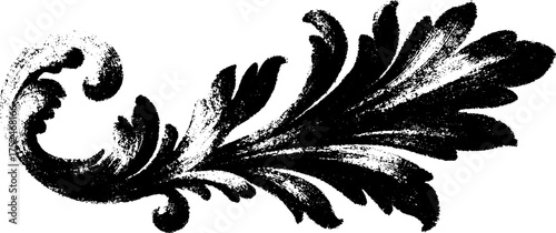 Ornamental black and white grunge stencil design for vintage decor and art projects