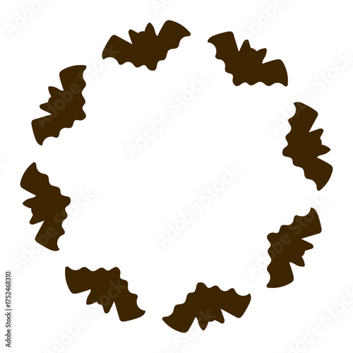 Round frame with bats. Halloween round frame.