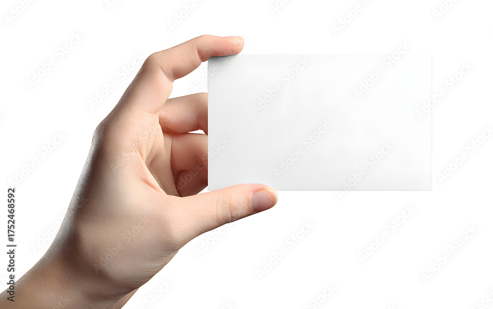 Obraz premium Professional hand presenting a clean white business card, ready for your brand identity and contact information