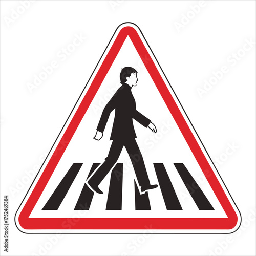 Pedestrian Crossing Traffic Sign Vector Illustration