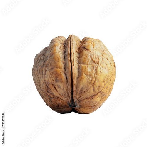 Textured, ripe walnut shell on black