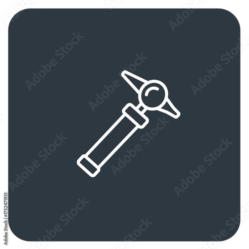 Outline icon of an otoscope on a dark blue background.