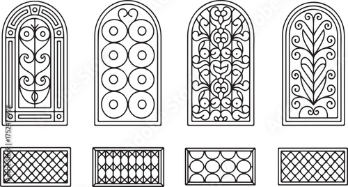 Arched Window Designs and Rectangular Decorative Patterns grille