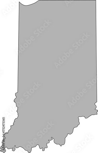 Gray silhouette vector of Indiana state boundary, rendered in a solid gray fill, providing a clean, minimalist, and impactful graphic representation of the Midwestern U.S. territory.

