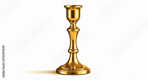 Elegant golden candlestick holder isolated on a white background, a classic vintage decorative vector illustration