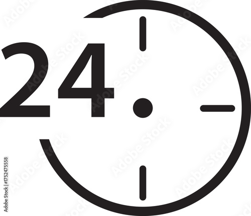 Simple line icon for 24-hour service concept