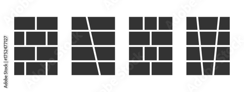 Set of comic book templates. Anime page panels isolated on white background. Black grids for manga storyboard. Layouts for brochure, presentation, banner or moodboard. Vector graphic illustration.