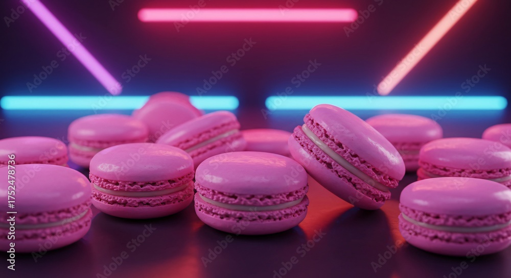 Fototapeta premium a group of pink macarons sitting on top of each other macarons