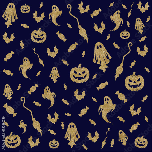 Halloween shiny golden pattern