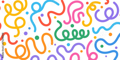 Abstract colorful wavy lines, Swirl, colorful wave line doodle seamless pattern background