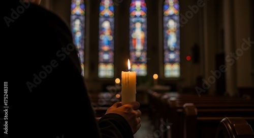 church in the church. Serene Christmas Eve Candlelight Service with Stained-Glass Glow