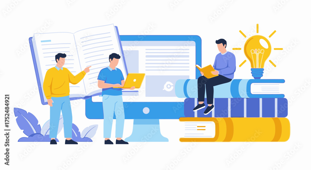 Obraz premium Team collaboration with digital learning tools sparks innovative ideas and creative problem solving, enhancing education and skill development for bright futures