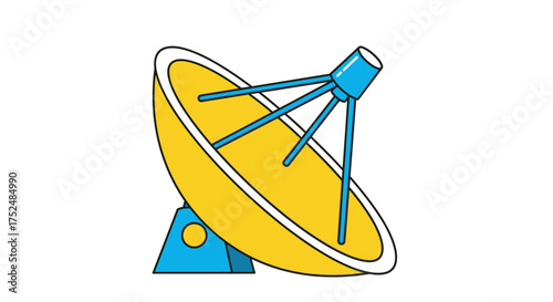 Modern satellite dish design for communications and technology projects, showcasing global connectivity and information networks, originally created as scalable vector