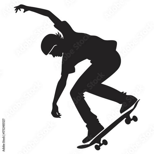 Tableau sur toile Skateboarder ollie silhouette