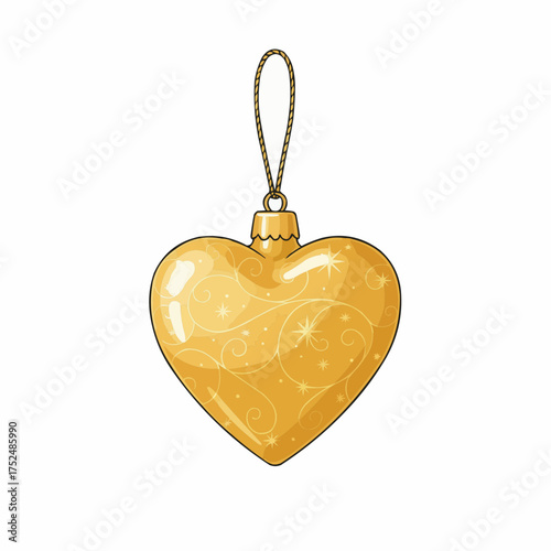 Golden heart christmas ornament vector illustration scalable festive holiday decoration