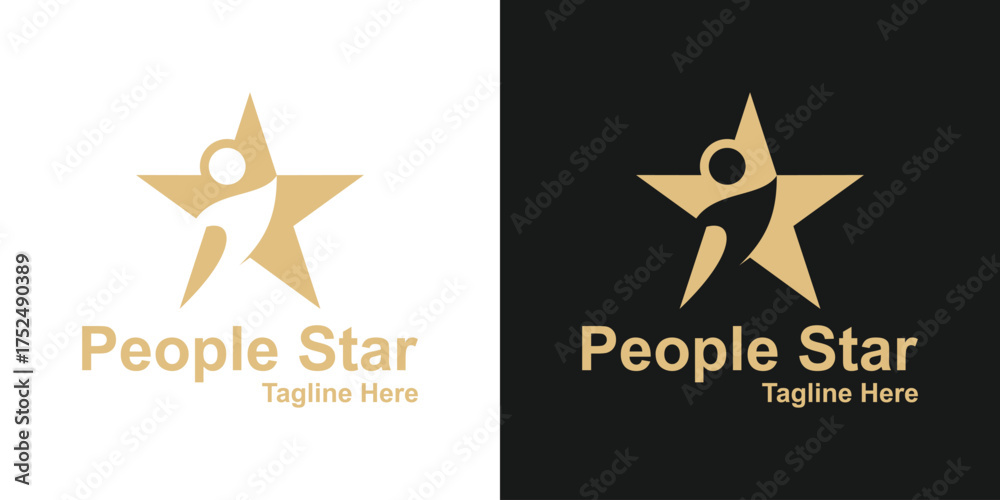 Obraz premium People Star Logo – Human Achievement and Success Symbol