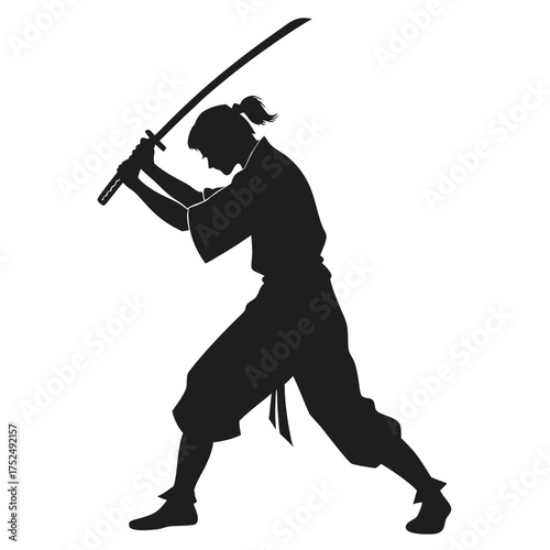 Samurai sharpening blade silhouette