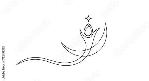 Elegant line art silhouette soaring to success and aspiration with shining star, perfect for creative projects and brand design, minimalist and modern