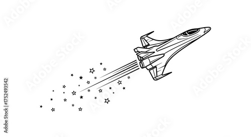 Blazing spaceship soars through the cosmos leaving a trail of stardust, inspiring dreams of space exploration and interstellar travel, ready to be printed!