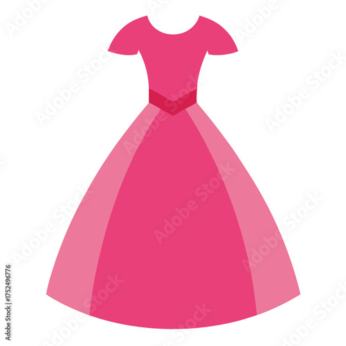 Pink frock gown vector on white background.