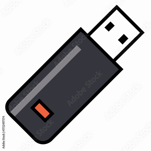 USB flash drive vector on white background.