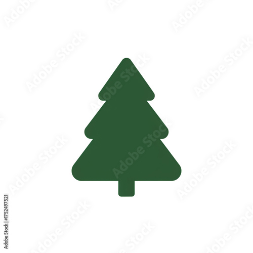 Simple green Christmas tree icon. Minimalist evergreen symbol for festive holiday design, isolated on transparent background.