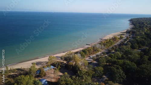 Aerial Perspective of Blue Water Bridge Connecting Ontario and Michigan