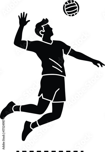 Silhouette of a volleyball player spiking the ball