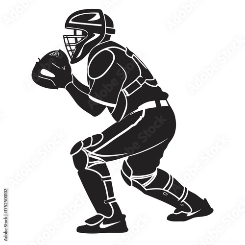 Baseball catcher silhouette