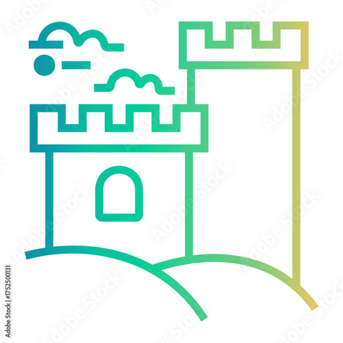 castle Line Gradient Icon