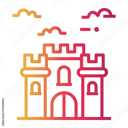 castle Line Gradient Icon