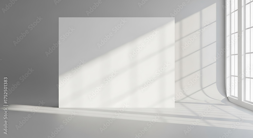 Fototapeta premium Minimalist Interior with White Backdrop and Natural Light from Window