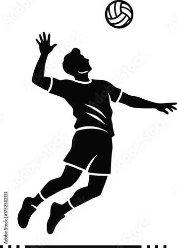 Silhouette of a volleyball player spiking the ball during a game