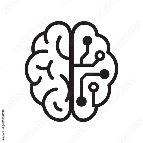 Artificial intelligence concept with half brain and circuit design representing modern technology and neural networks innovation showcasing the power of data analysis and cognitive computing