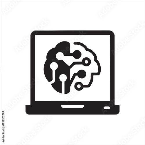 Artificial intelligence on a laptop representing machine learning and neural networks in modern technology with a brain circuit concept for computing and innovative tech solutions for businesses 