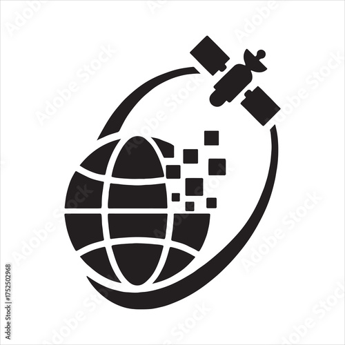 globe icon on white background silhouette illustration