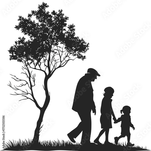 Grandparents with grandchildren silhouette