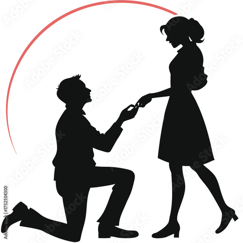 Man proposing to woman silhouette