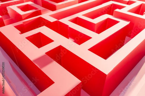 Wallpaper Mural Intricate red maze with elevated pathways and sharp turns Torontodigital.ca