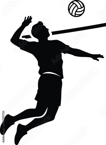 Silhouette of a volleyball player spiking the ball